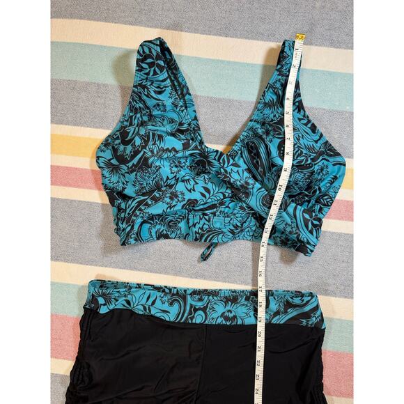 NWT Aqua Eve Boy Short Bikini XL Blue Black Paisley - Picture 7 of 8